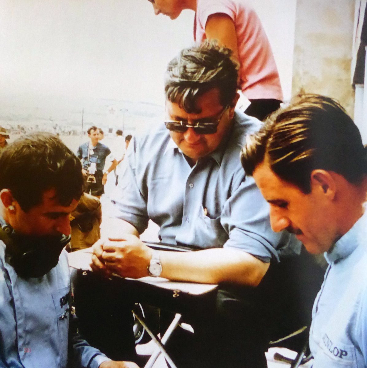 100 years ago #OnThisDay in 1923 Tony Rudd was born.

Tony worked with us from 1951 and was Chief Engineer and Team Manager for our 1962 championship wins

Pictured here with Graham Hill and Jackie Stewart. Photo by David Owen   #DrivenByChampions #BRM #historicf1