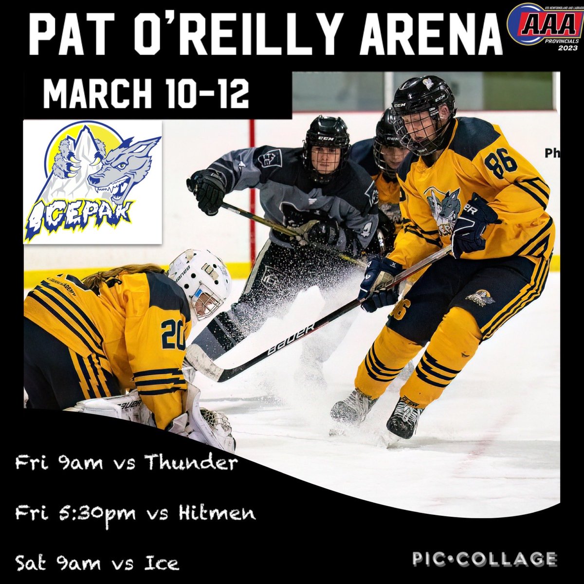 icepakbantam's tweet photo. Icepaks schedule in Bishop’s Falls this weekend. #provincals https://t.co/HKnbSwA9Qc