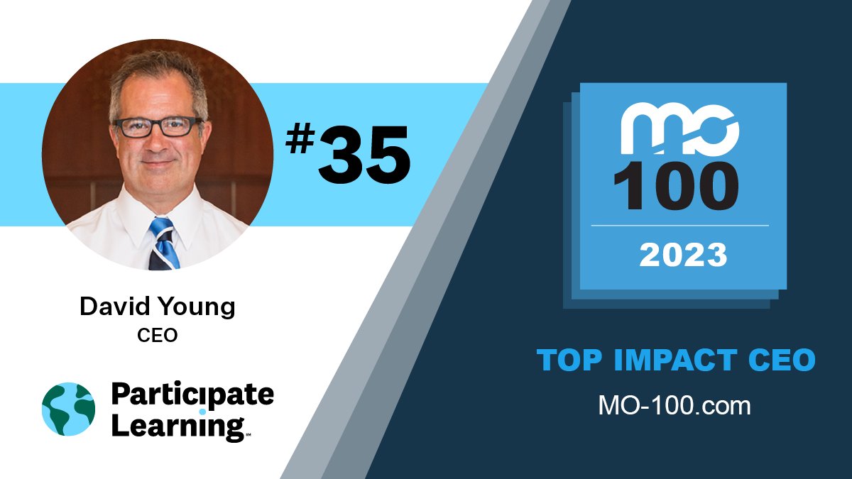 ParticipateLrng's tweet image. The 2023 MO 100 Top Impact CEO Rankings are out and we're honored to share that our CEO @davidb_young is #35! This award identifies the 100 most impactful leaders dedicated to positive environmental and social change: mo-summit.com/mo100-ranking-… #MO100 #TopImpactCEO #UnitingOurWorld