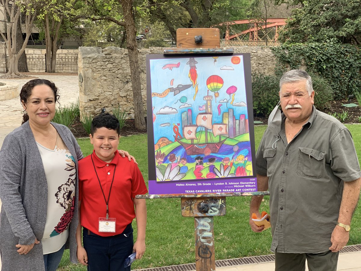 Congratulations to 5th grader Mateo Alvarez from@LBJelem for being a finalist for the Texas Cavaliers River Parade Contest. @EISDofSA @neshem_marte @Innovate_EISD @DrH_OnTheEdge @PriestleyShamia #EISDFineArtsProud