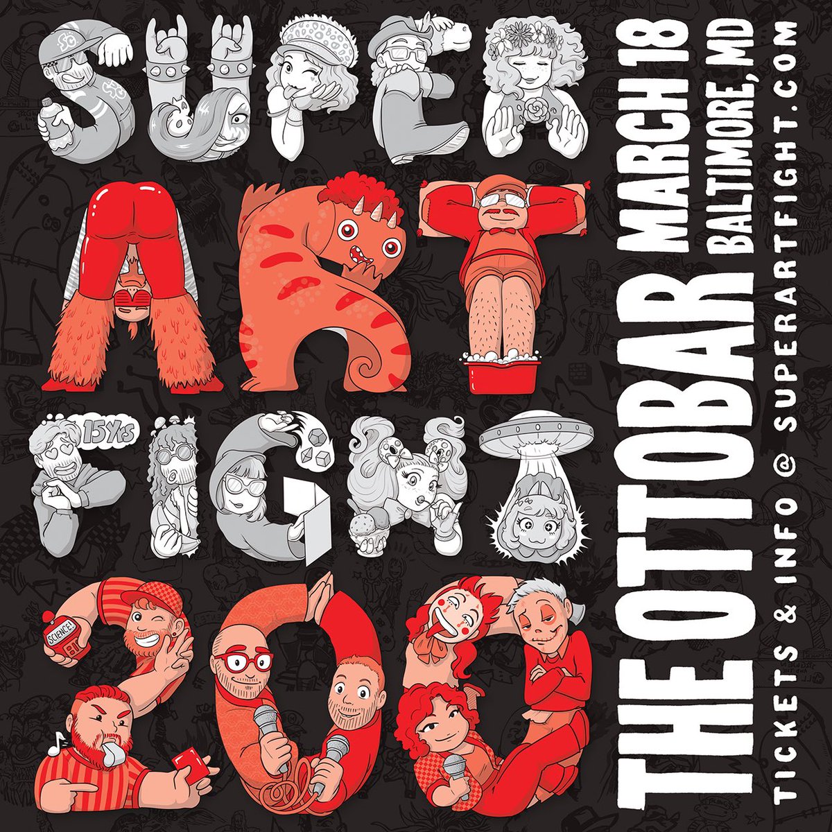 SuperArtFight's tweet photo. Join us next Saturday, March 18th at The Ottobar for this epic show, pick up a tee and enjoy the artistic onslaught. 

🎟️: https://t.co/omnRwBwzLM

#saf200 #ottobar #superartfight #merch #baltimore #baltimoreartists #screenprinting #screenprintinglife #anniversary https://t.co/2q3sd0aVhO