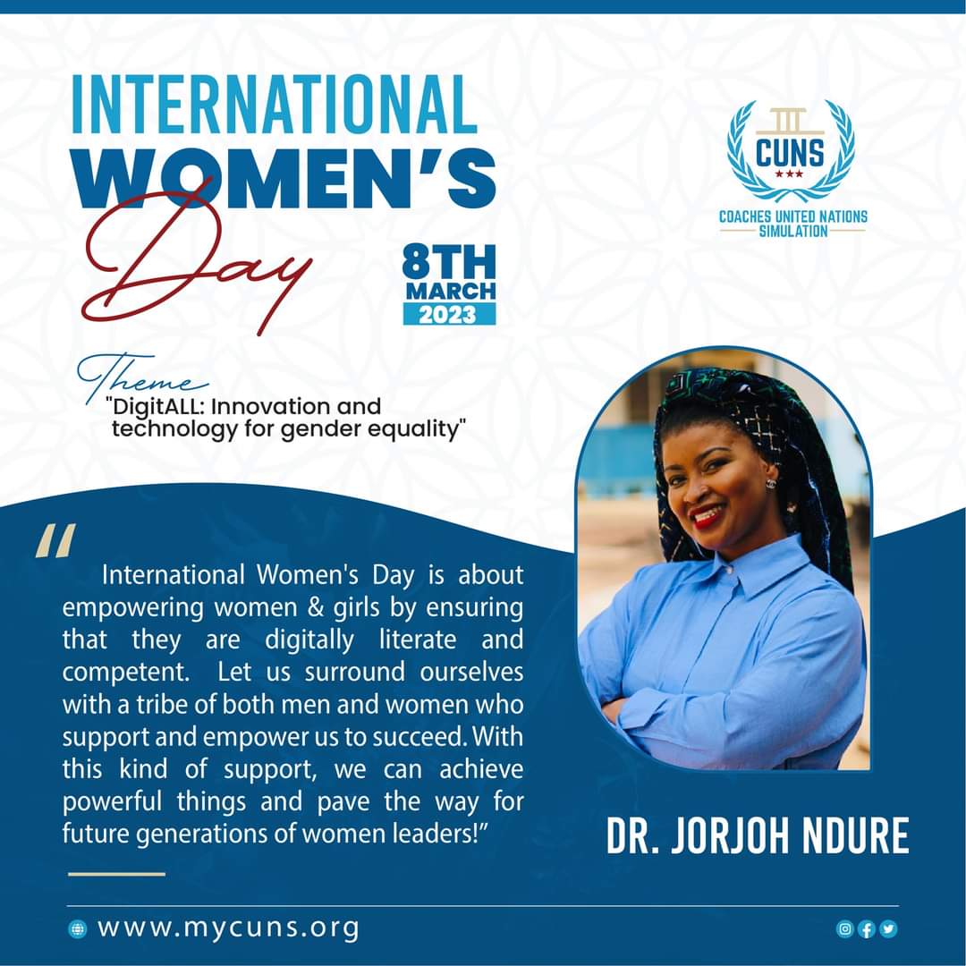 COI_foundation's tweet photo. Happy #IWD2023 from Coaches United Nations Simulation (CUNS)!
#IWD2023 #ChooseToChallenge #EmpowerWomen #GenderEquality #Innovation #Technology #CUNS #COIF #DrJorjohNdure #insistglobal https://t.co/J8yN8BrTpd