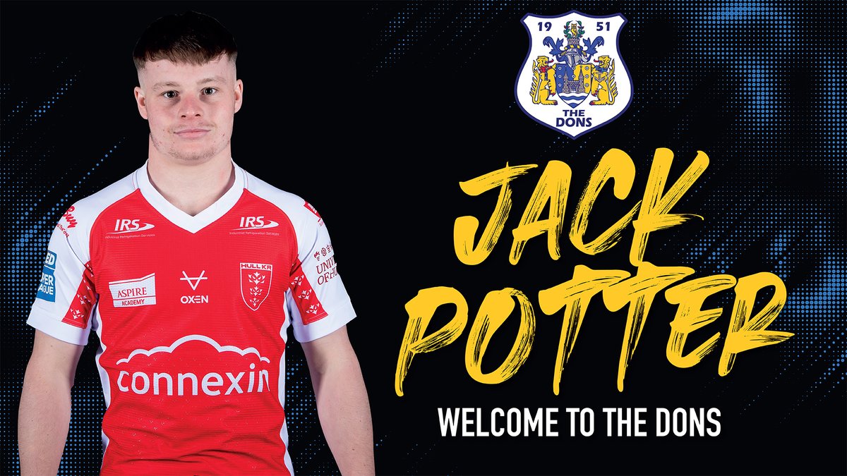 Doncaster_RLFC's tweet photo. ✍️ We are pleased to confirm the loan signing of half-back Jack Potter from @SuperLeague side @hullkrofficial. 

https://t.co/yYOC1bi3EL #COYD https://t.co/TwQ57mQVJU