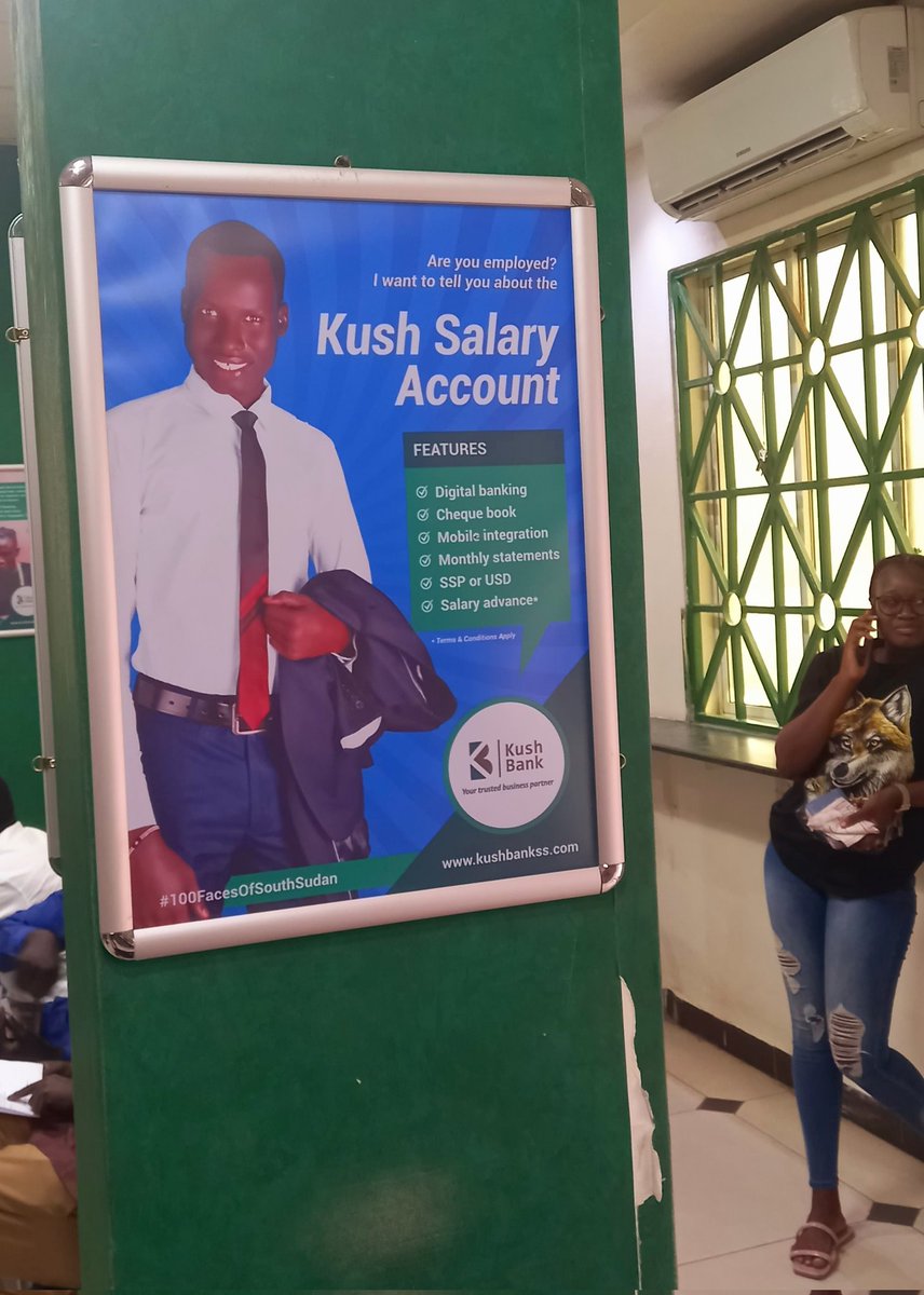 Stood by my famous advert by @kushBankss today. It's in all the branches countrywide. Proud to see my face here. Thanks Kush Bank!

I have also started banking with them today!

#SSOT 
@grace_gaso