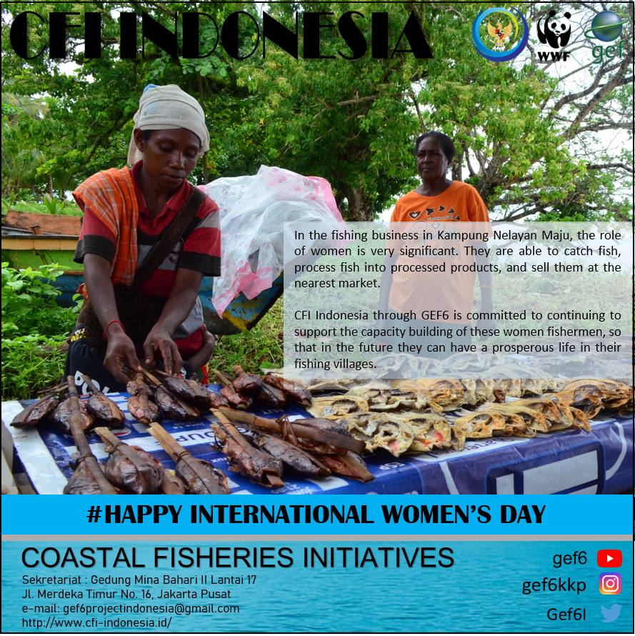Gef6I's tweet photo. Happy International Women's Day, Fisherwomen!

#womensday #CFIgef 
@saktitrenggono @kkpgoid @djpt_kkp
 @wwf @theGEF https://t.co/ud6eDSOQa5