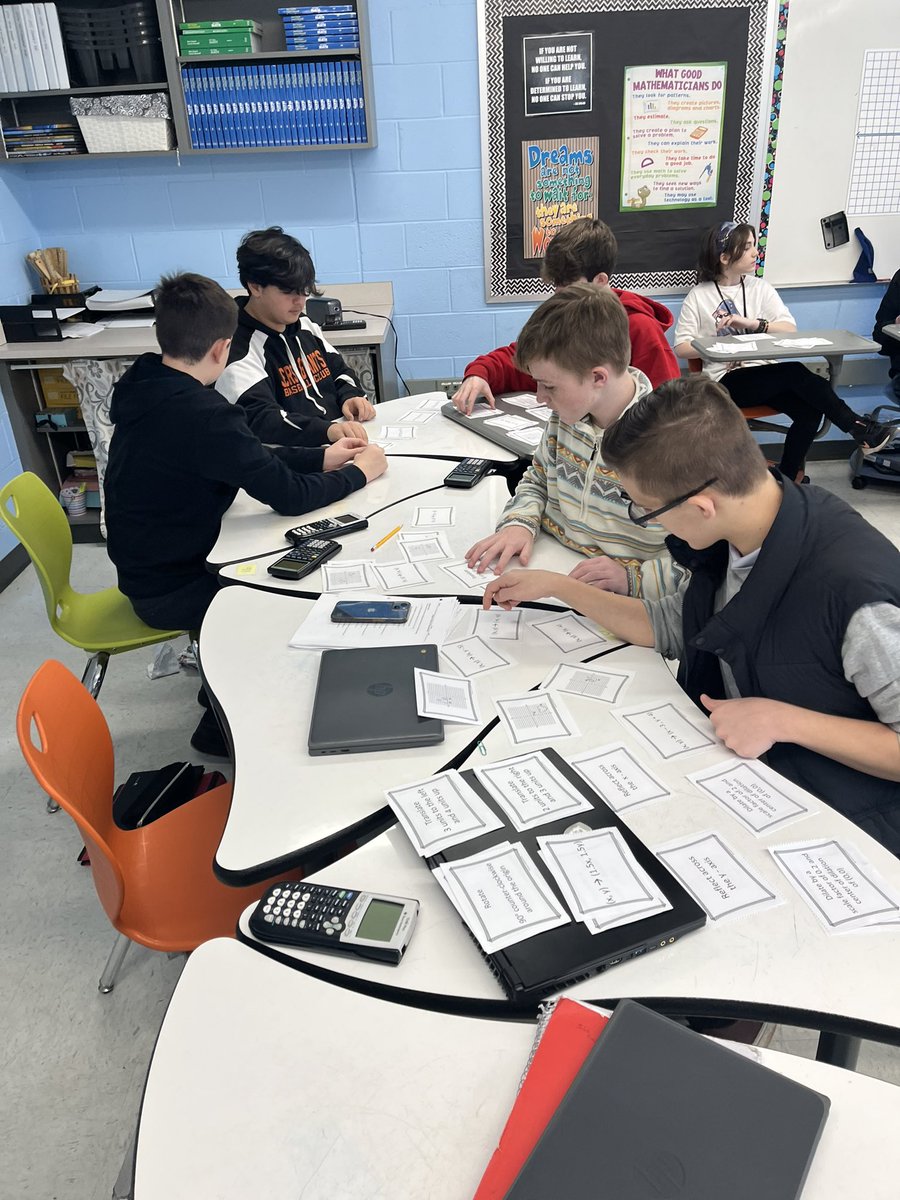 Eighth graders working together to sort transformations using graphs, rules, and descriptions. Great activity   <a href="/CaraGuglielmo/">Cara Guglielmo</a> and <a href="/asalot51/">Antoinette Salot</a>! <a href="/ThompsonMSpride/">Brian Currie</a>
