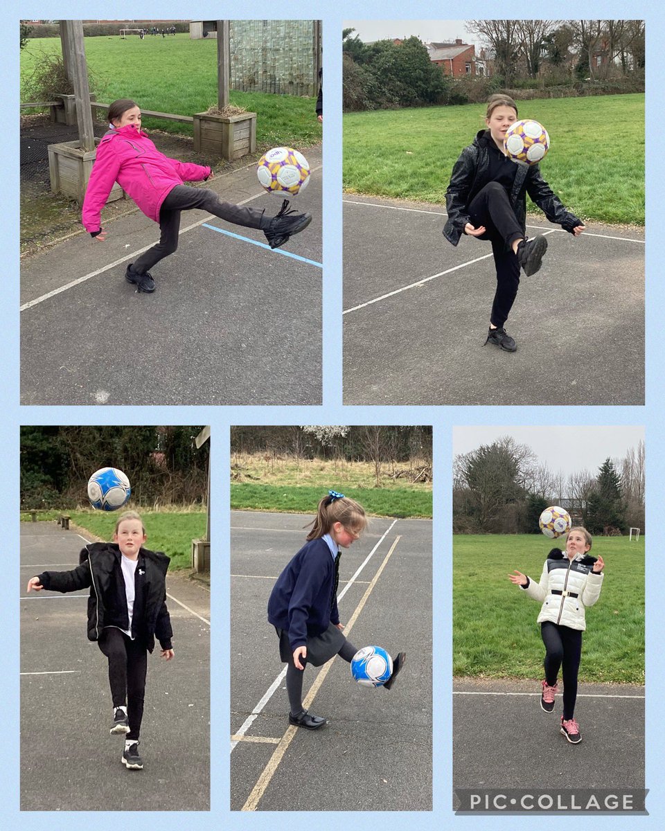JeffkinneyO's tweet photo. Lots of children took part in the #KeepyUps challenge at lunchtime today. Here are some of the girls giving it a go for #LetGirlsPlay @Halton_SG https://t.co/C8RVSHDGCz