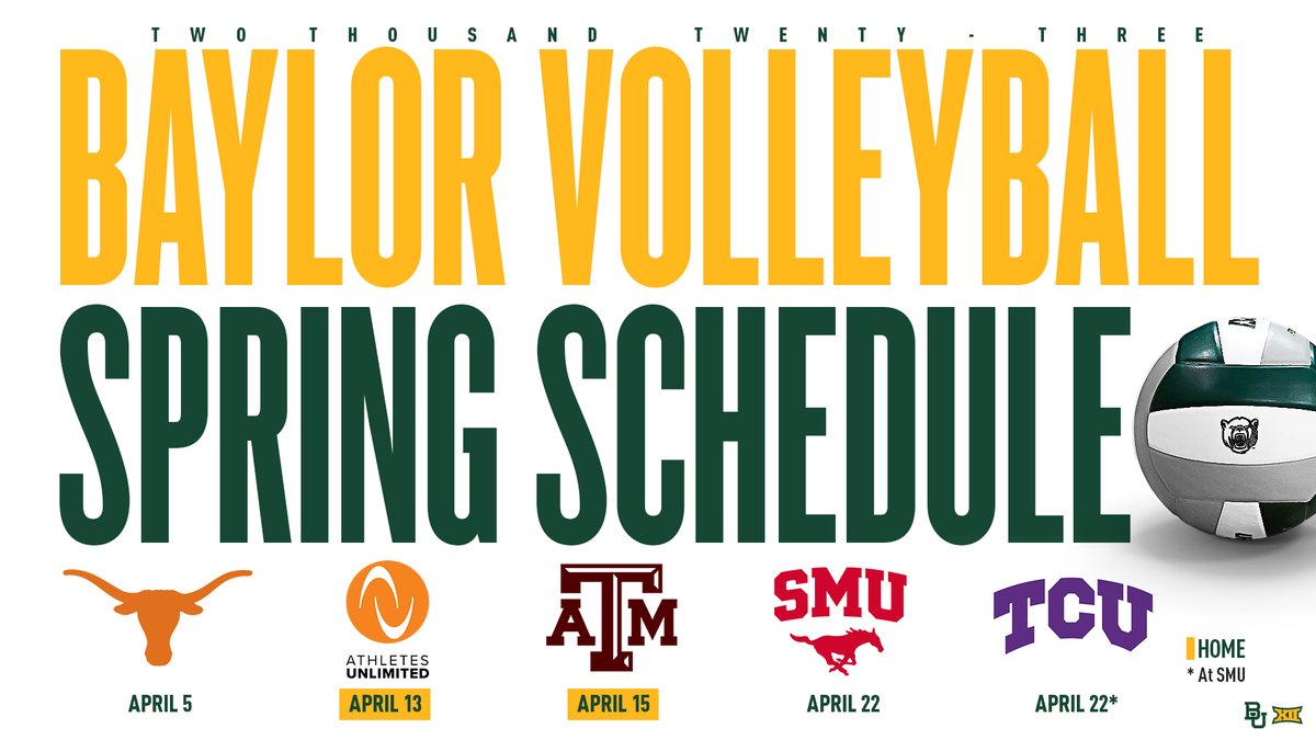 🚨SPRING SCHEDULE DROP🚨

📰baylorbea.rs/3ZxiASy
📆baylorbea.rs/3mwjnVn

#SicEm🐻🏐