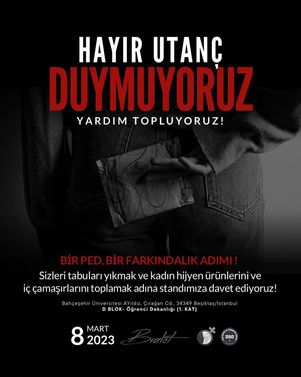 tugba kıral özkan (@tugbakiralozkan) on Twitter photo Hepimizin birlik olduğu bu günlerde Utanç duymuyoruz aksine bir ped bir fakındalık adımı atıyoruz. <a href="/baukadinhaklari/">BAU Kadın Hakları Kulübü</a> kulübümüzün başlattığı bu adıma desteklerinizi bekliyoruz💫 (BAU D Blok 1.kat Öğrenci Dekanlığı) #8Mart Hepimizin birlik olduğu bu günlerde Utanç duymuyoruz aksine bir ped bir fakındalık adımı atıyoruz. <a href="/baukadinhaklari/">BAU Kadın Hakları Kulübü</a> kulübümüzün başlattığı bu adıma desteklerinizi bekliyoruz💫 (BAU D Blok 1.kat Öğrenci Dekanlığı) #8Mart