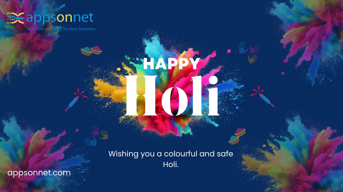 appsonnetinc's tweet photo. Our Appsonnet team wishes you and your loved ones a !! #HappyHoli2023 !! May this festive day bring joy and laughter to everyone's life.

#appsonnet #Holi2023 #wishes #festivalofcolours #friends #family #Happiness #love #sweets https://t.co/QC8UjYojui