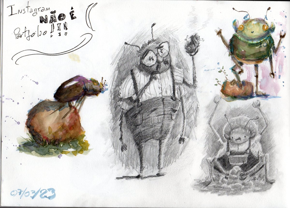 A page from my sketchbook, filled with dung beetles. #characterdesign #illustration #kidlit #kidlitart #childrensbook #drawing #sketchbook