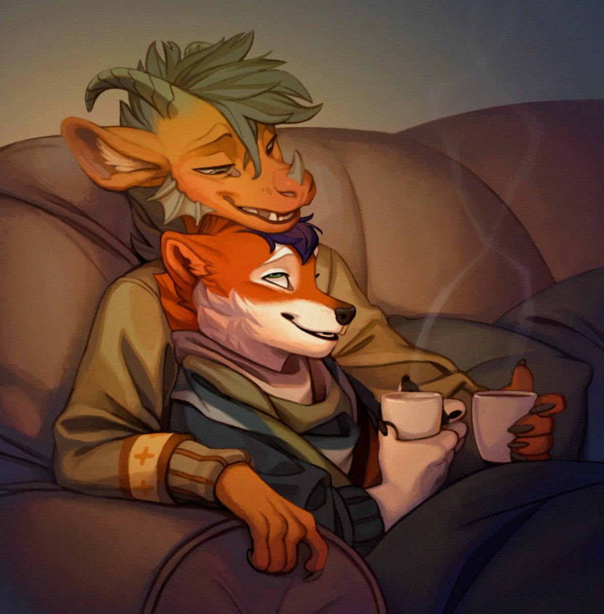 HarukiPup's tweet photo. Enjoying some cozy autumn times with my favorite dragourd, @pumkin_can! Sharing lattes with you is always the highlight of my week. :3

🎨:@Falco_works https://t.co/P5o1DAbLDR
