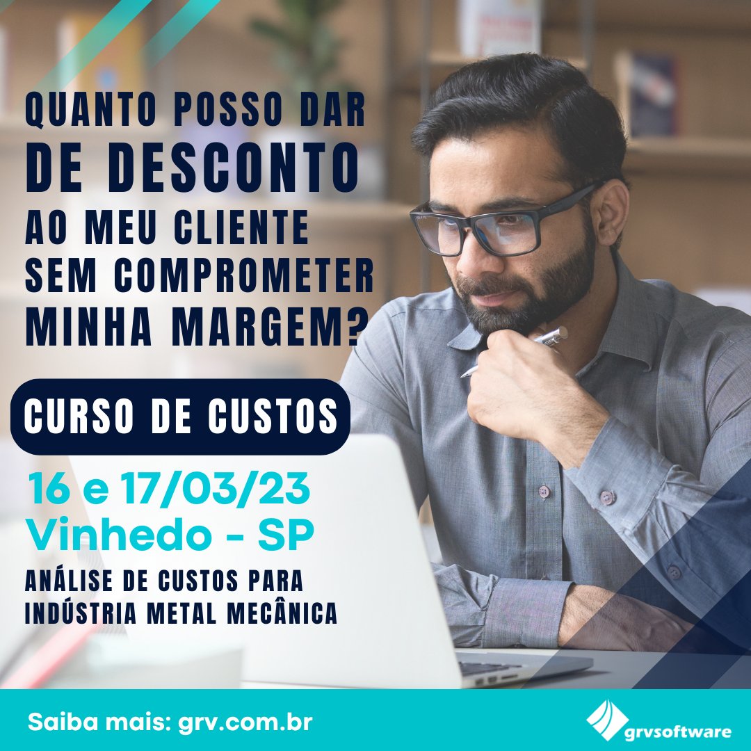 grvsoftware's tweet image. 📢INSCRIÇÕES ABERTAS!
📊CURSO DE ANÁLISE DE CUSTOS E FORMAÇÃO DE PREÇO DE VENDA.

Junte-se a centenas de pessoas que investiram em conhecimento! Saiba mais: bit.ly/curso-de-custo…

#grv #grvsoftware #software #industria #tecnologia #cursodecustos #custosindustriais