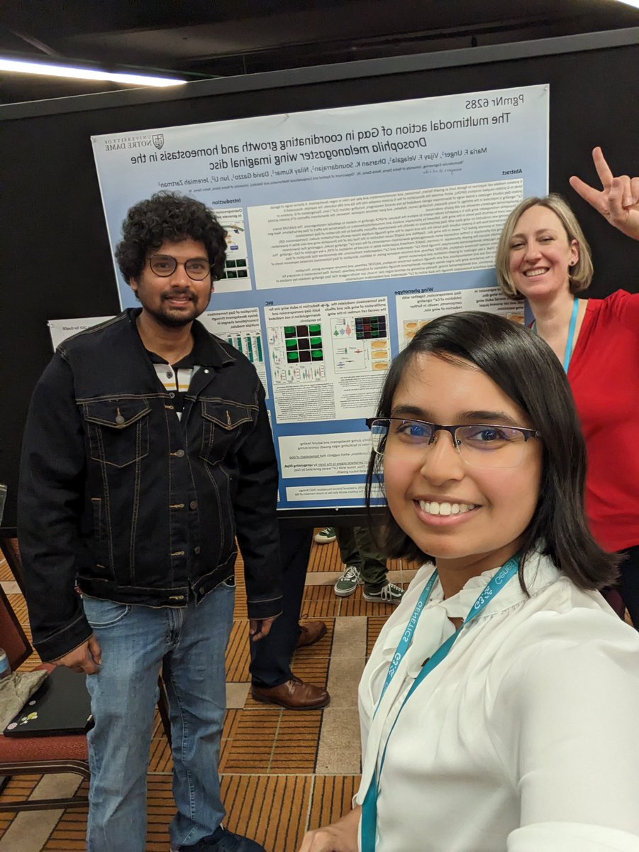 The Drosophila conference #dros23  is always a place of inspiration and networking for ND's Multicellular Systems Lab. Thanks Mayesha, Maria and Vijay!