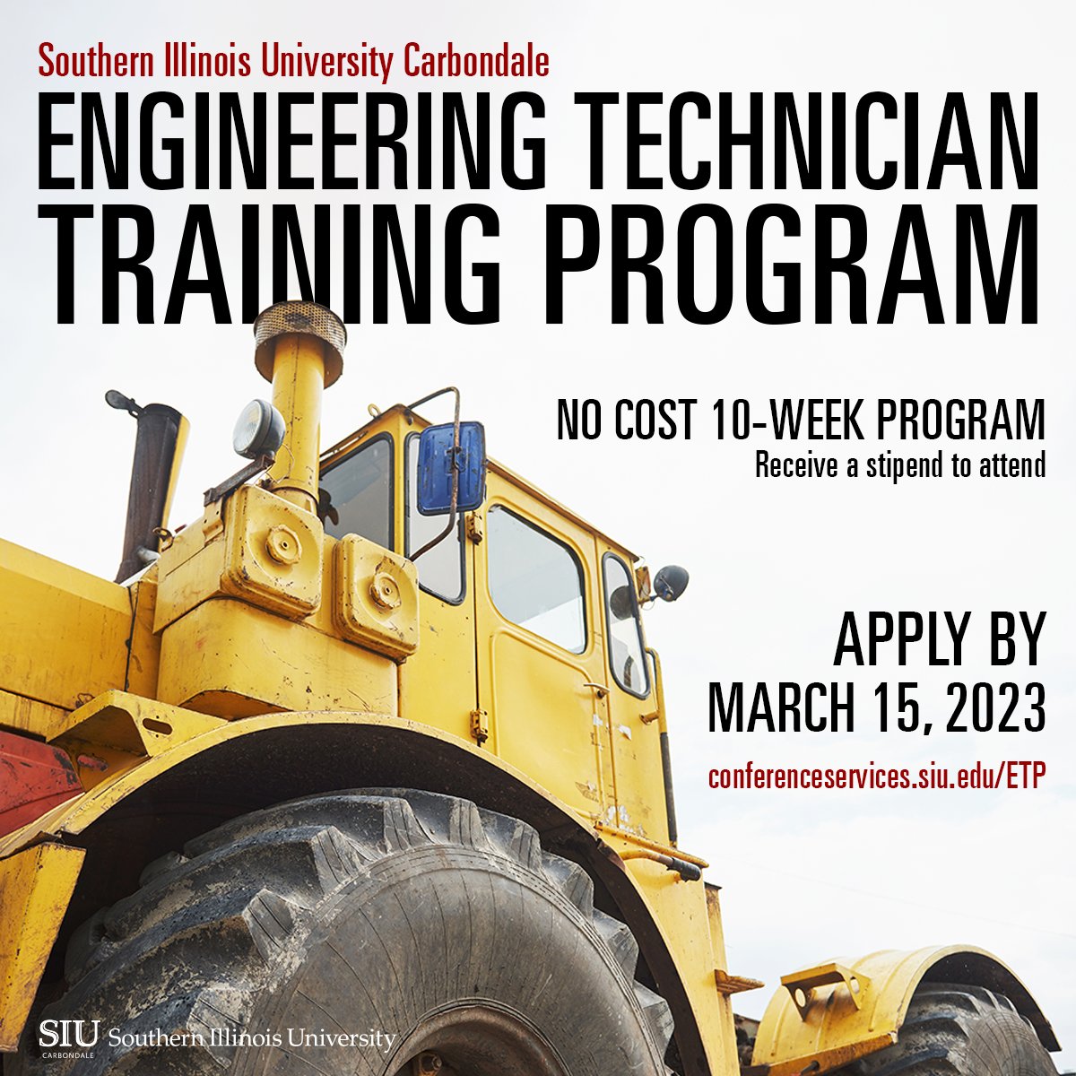 Grow your skills by attending a no cost, 10-week Engineering Technician Training Program. Apply by March 15th at conferenceservices.siu.edu/ETP . #thisissiu