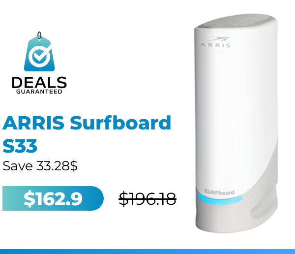 guaranteed_deal's tweet image. 🥇 ARRIS Surfboard S33 DOCSIS 3.1 Multi-Gigabit Cable Modem | Approved for Comcast Xfinity, Cox, Spectrum - More | 1 - 2.5 Gbps Ports | 2.5...

  ❌ Before: $196.18
  ✅ Offer: $162.9
  🔥 Discount: $33.28 (-17%) 
 
 🌐 cutt.ly/O8J3DB8

#ARRIS #Personal #Amazon #Deals