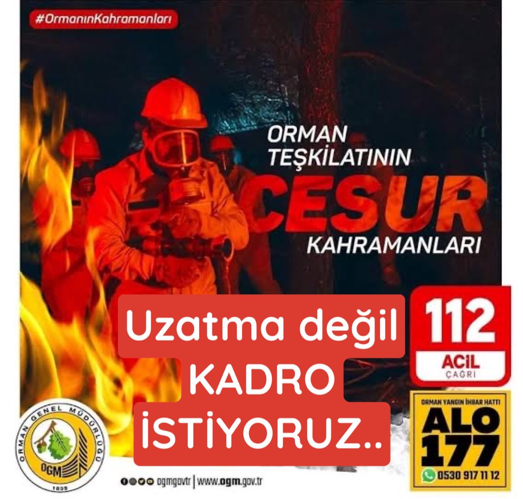 #ormanişçisinekadro  Yangınlarda; su olduk yağdık,Şehit düştük,yaralandık,Selde yaralarımızı yardık,Deprem de bir cana uzanan el olduk koştuk,Şimdi tek istemiz kadrolu çalışmak.Ormanın kahramanları uzatma değil kadro istiyor <a href="/turanbulent/">Bülent TURAN</a> <a href="/akbasogluemin/">Av. M.Emin AKBAŞOĞLU 🇹🇷</a>