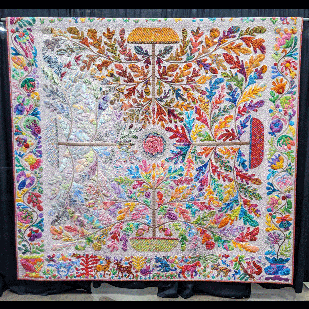WIQuiltShow's tweet photo. "Four Seasons," created and quilted by Lorraine Stenoish of Green Bay, Wisconsin, entered in the 2022 Quilt Contest, Machine Quilted Bed Size - Appliquéd - Mixed or Other category. Pattern/design source: "Trees of the Four Seasons" by Kim McLean
#WisconsinQuiltShow https://t.co/8KiBmXDBSj