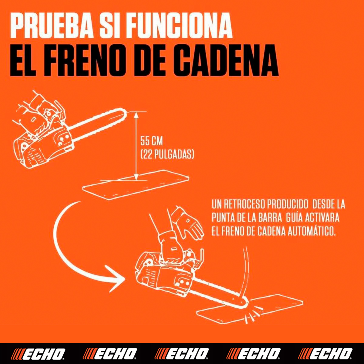 Sigue estos pasos para verificar que el freno de cadena automático funcione correctamente. ¡Pero siempre con el motor de la motosierra detenido!

vía @echolatam 

#ECHO #DependOnIt #ECHOtools #Manual #Instrucciones #Tips #Mantenimiento #Motosierra