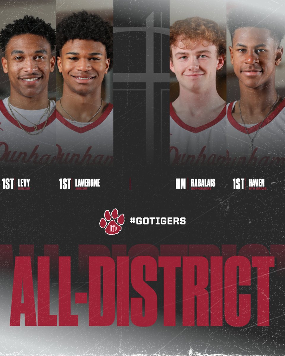 🏀𝐀𝐥𝐥-𝐃𝐢𝐬𝐭𝐫𝐢𝐜𝐭 𝐇𝐨𝐧𝐨𝐫𝐬🏀

Congrats to our Boys Basketball players for being named to the All-District Team:
SR - Shad Levy (1st)
JR - Mason Lavergne (1st)
SO - Brayden Rabalais (HM)
8th - Elijah Haven (1st)

#GoTigers