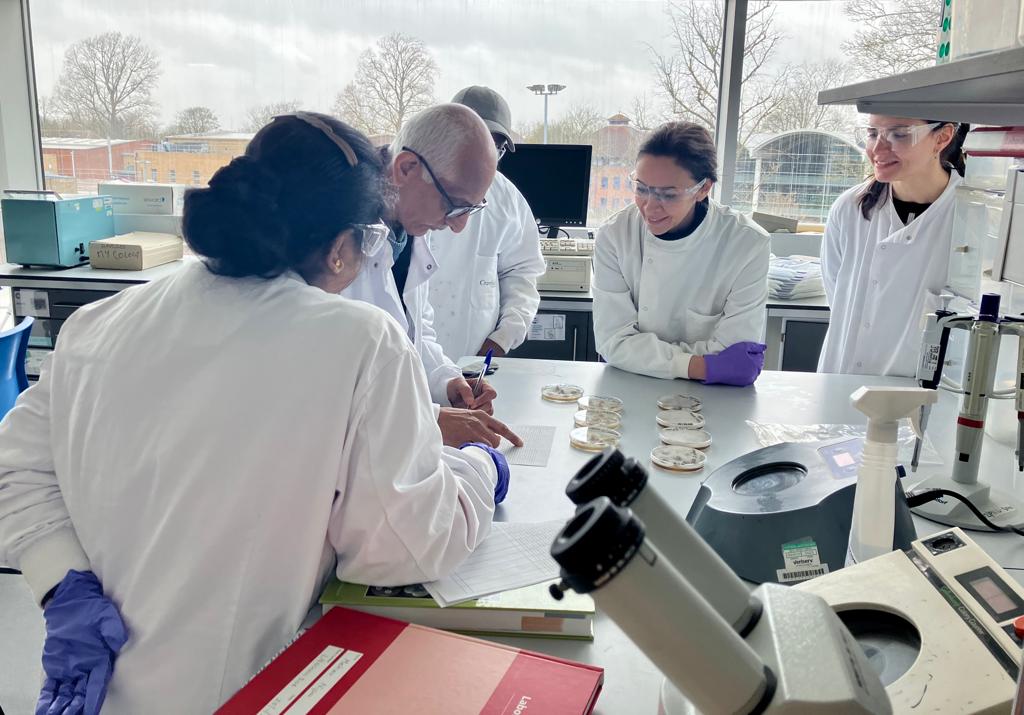 CranMycology's tweet photo. Great morning for the Apllied Mycology Group. Outside was snowing 🌨️ and inside everyone enjoying a great laboratory session with Prof. Magan showing students how to measure and record #fungal #populations from #cereal samples. 🌾🌾
@CranfieldAgrifo #teachingpassion #foodsecurity https://t.co/IZxZT6WrDs