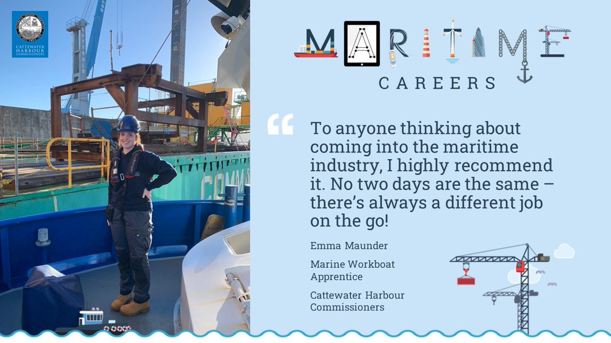 "To anyone thinking about coming into the maritime industry, I highly recommend it. No two days are the same – there’s always a different job on the go!"

Emma Maunder, Marine Workboat Apprentice Cattewater Harbour Commissioners

#MaritimeCareers #NCW2023 #WomenInMaritime #IWD23
