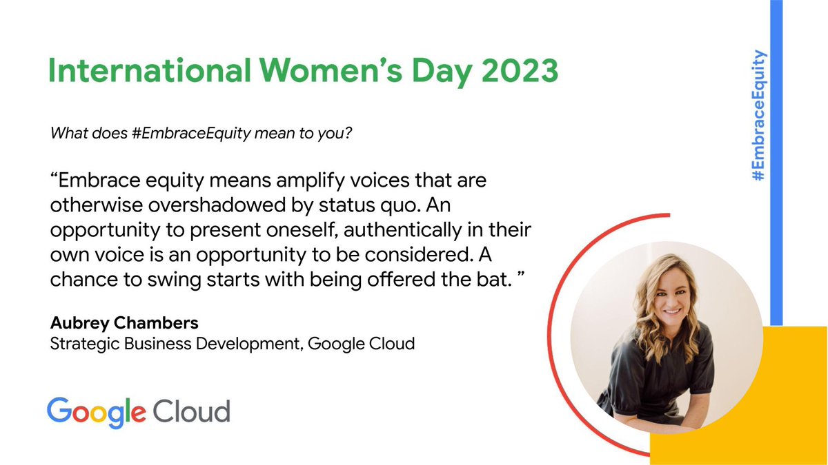 On #InternationalWomensDay, let us celebrate the women who have paved the way and our allies who have supported us. #EmbraceEquity <a href="/gcloudpartners/">Google Cloud Partners</a>  <a href="/googlecloud/">Google Cloud</a>