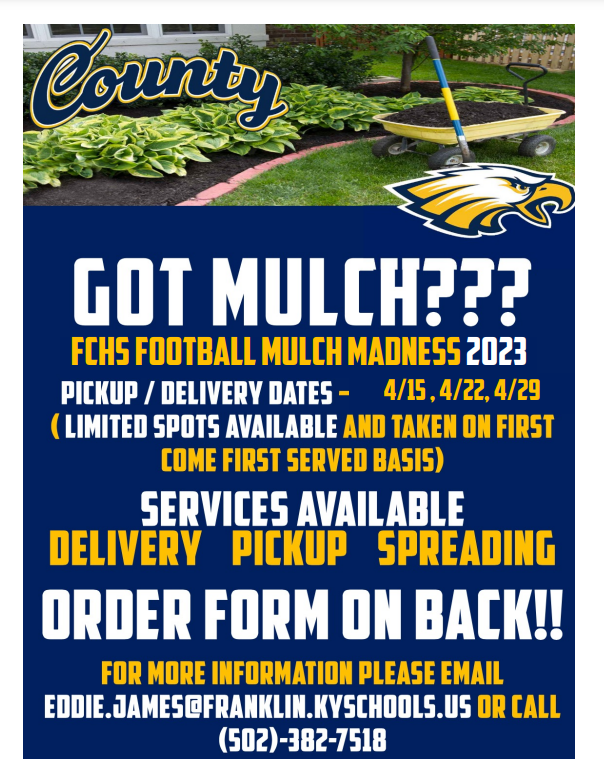 It's that time of year! Please consider helping our @FCFlyerFootball team with their annual mulch fundraiser. Information in the posters below. #FlyersThrive #FlyerPride