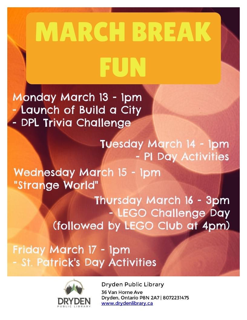 DPL1966's tweet photo. Check out our March Break activities for families #libraries #marchbreak #staycation https://t.co/WeIJzSjCst