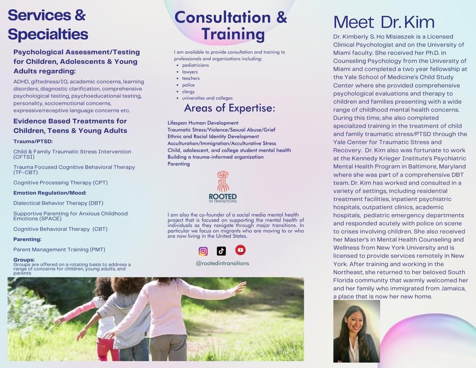 DrHoMisiaszek's tweet photo. KHM Psychology’s brochures are hot off the press. Share with folks who might benefit from these services #childmentalhealth #ptsd #testing #depression #anxiety. #adhd #evidencebasedtreatment #CPT #DBT #TFCBT #CFTSI #compassion #family #parenting @TheRITproject @KHMPsychology https://t.co/FkAOxM2eVi