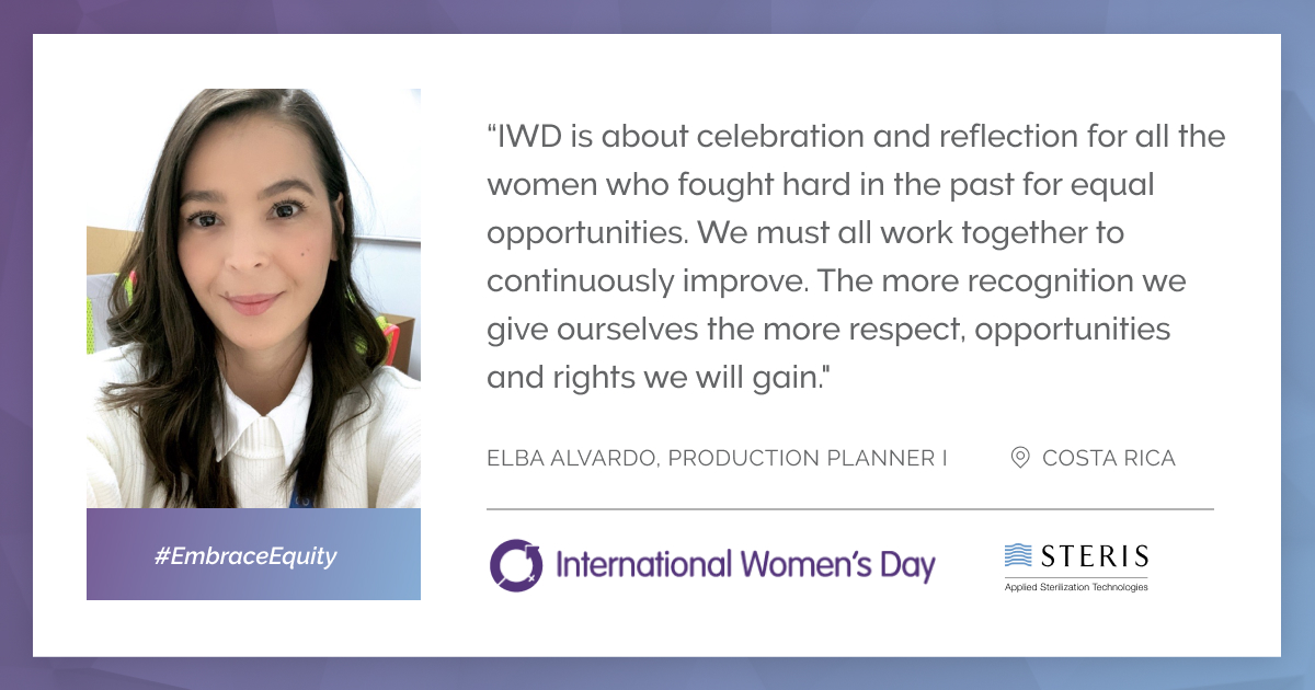 As we continue to celebrate International Women’s Day, we’re jumping over to Costa Rica to hear from Production Planner Elba Alvardo as she reflects on the meaning of today along with opportunities for continued growth. 

#IWD2023 #EmbraceEquity #WeAreSTERIS