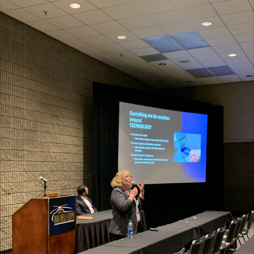 COPTERSAFETY's tweet photo. Starting now! CTKI @MattPresnal is joining @Rotorsafety for "Digital Distractions and Technology Dependency". 

Going over how to recognize dependence on tech and effectively train to proficiency in both automation management and flying skills.

Join us in room b403 #haiexpo23 https://t.co/peR8A7EvCM