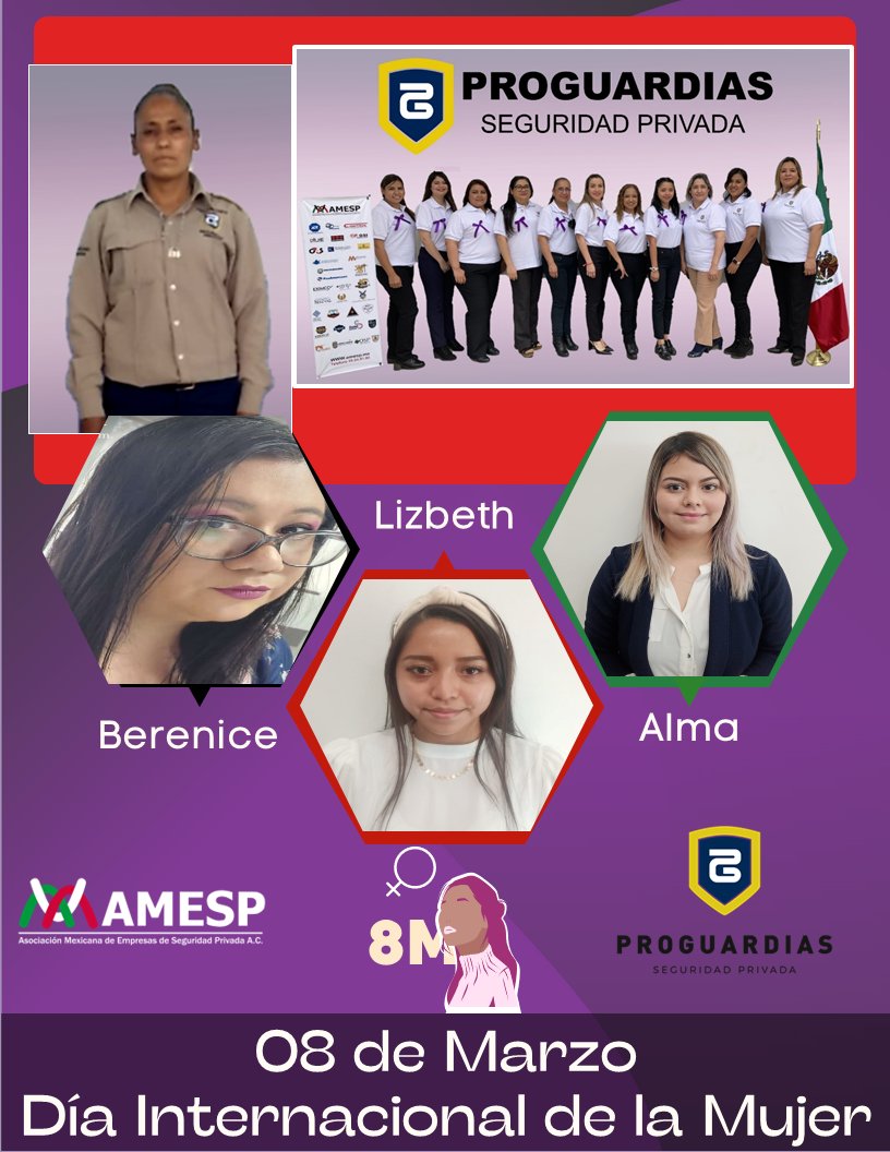 AMESP_oficial's tweet photo. #8DeMarzo #DiaInternacionalDeLaMujer 

Integrantes de nuestro asociado: 
@Proguardias_inc  

¡GRACIAS por hacer un mundo diferente para nosotros!

#SoyAMESP #HablemosBienDeLaSeguridad #FuerzaAMESP #UnidosPorUnMéxicoSeguro #TodosSomosAMESP #222EmpresasAMESP https://t.co/xJyE5f2NqG