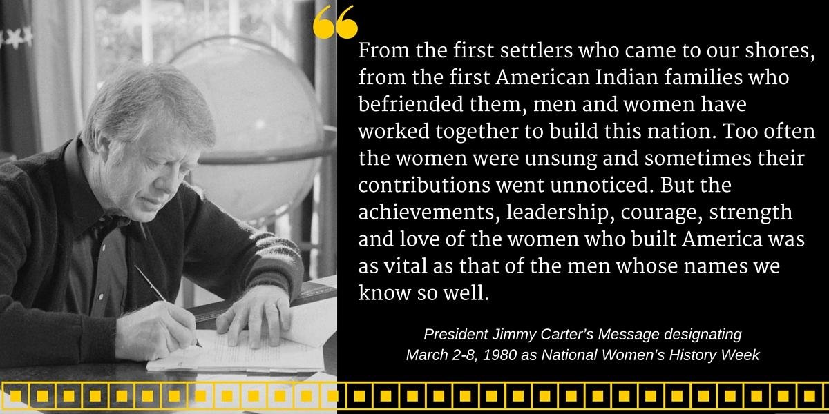 USAS_WW1's tweet image. #NobelPeacePrize #WomensHistoryMonth #JimmyCarter #WomensDay #WomensDay2025: "In February 1980, President Jimmy Carter issued the first Presidential Proclamation declaring the Week of March 8, 1980 as National Women's History Week." womenshistory.org/womens-history…