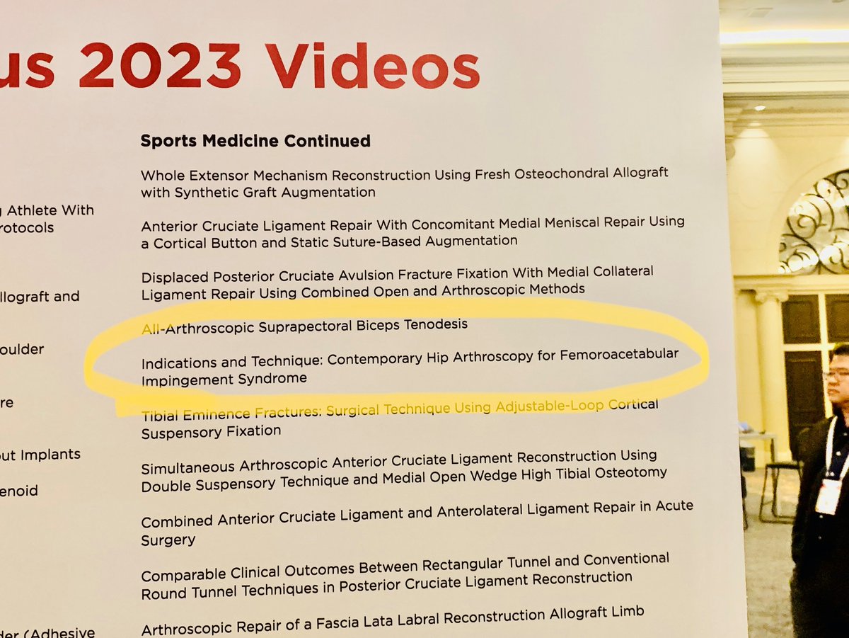 It's Academy Week! We look forward to connecting and sharing our work with everyone at #AAOS2023! We have posters displayed, OVT video to watch, and will be presenting podiums of our work in the morning and afternoon sessions for #hiparthroscopy in plaza room J!