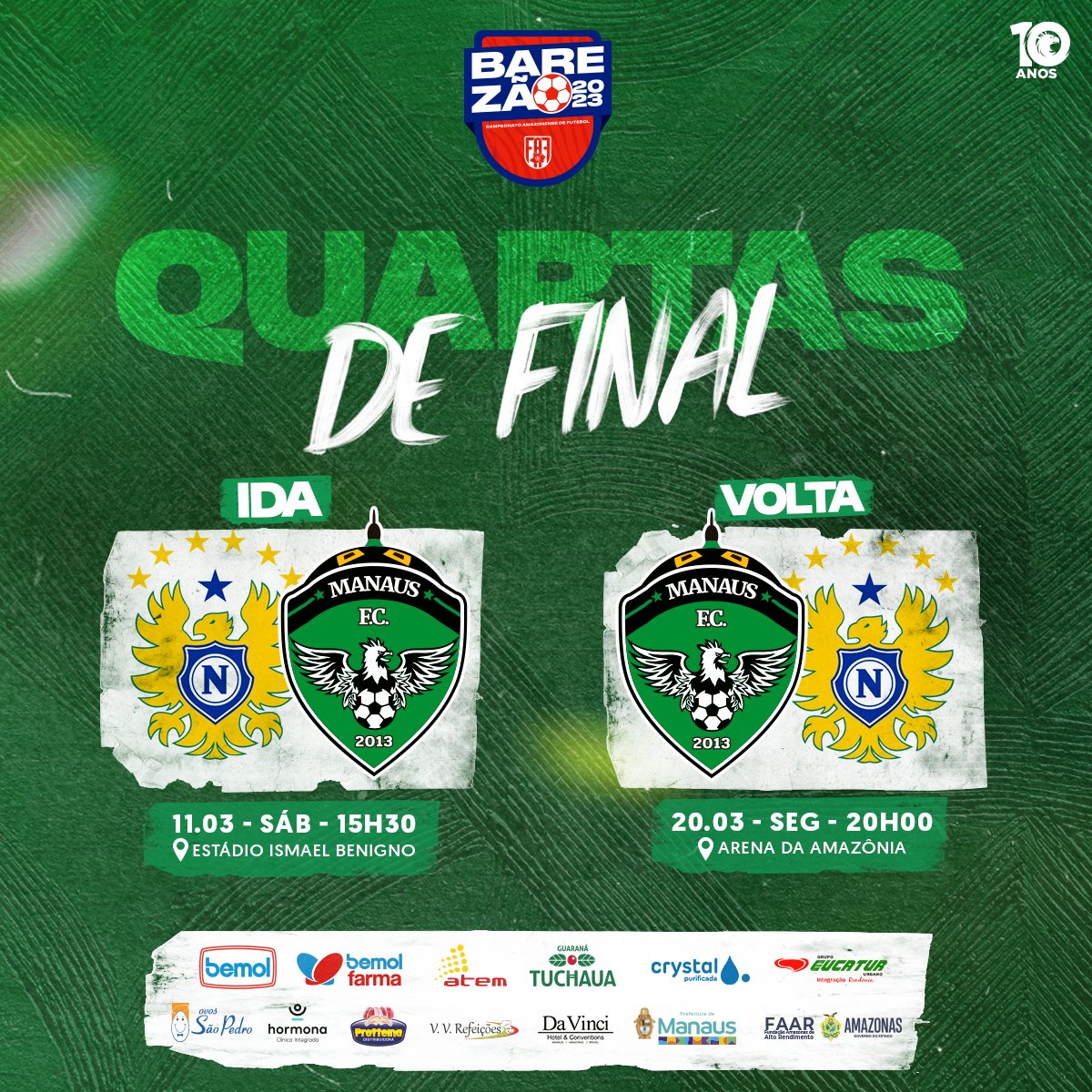 oficialmanausfc's tweet photo. Chegou o mata-mata! ⚔️
O Manaus enfrenta o Nacional em 2 jogos, para decidir quem vai para a semifinal do #Amazonense23.
As partidas contarão ainda com jogos do Amazonense Sub-13. Cheguem cedo para apoiar não só os #CriasDaBase como o futuro do futebol amazonense.
Vamos! 🏹 https://t.co/pzZzJTKvvb