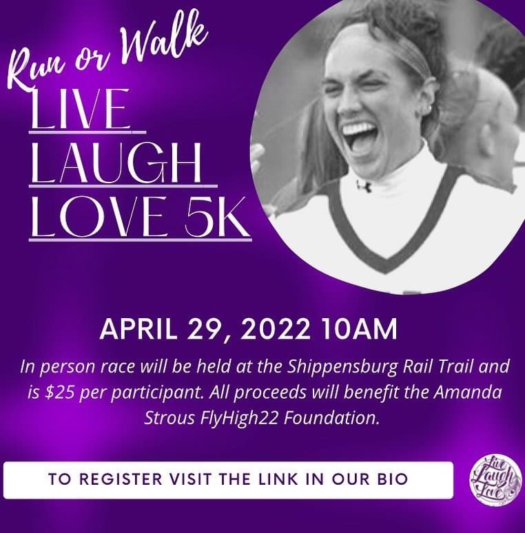 We are excited to host the annual Strous #LiveLaughLove5K this year in person on April 29, 2023 in Shippensburg! Please register or donate by using the link below, all proceeds benefit the FlyHigh22 Foundation!

Link: my.onecause.com/event/organiza…