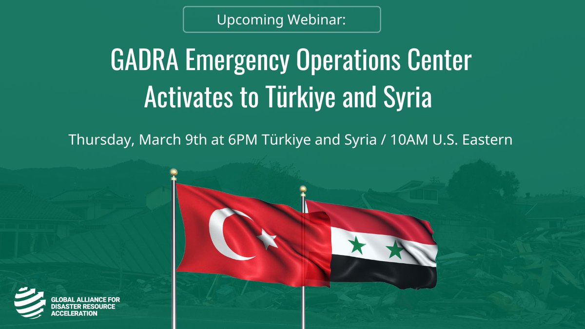 Join us on tomorrow, 3/9 @ 6PM Türkiye and Syria / 10 AM U.S. Eastern for a webinar discussing our Emergency Operations Center which is supporting disabled persons organizations in Türkiye and Syria following the recent earthquakes. Register: buff.ly/3J8Lx1v