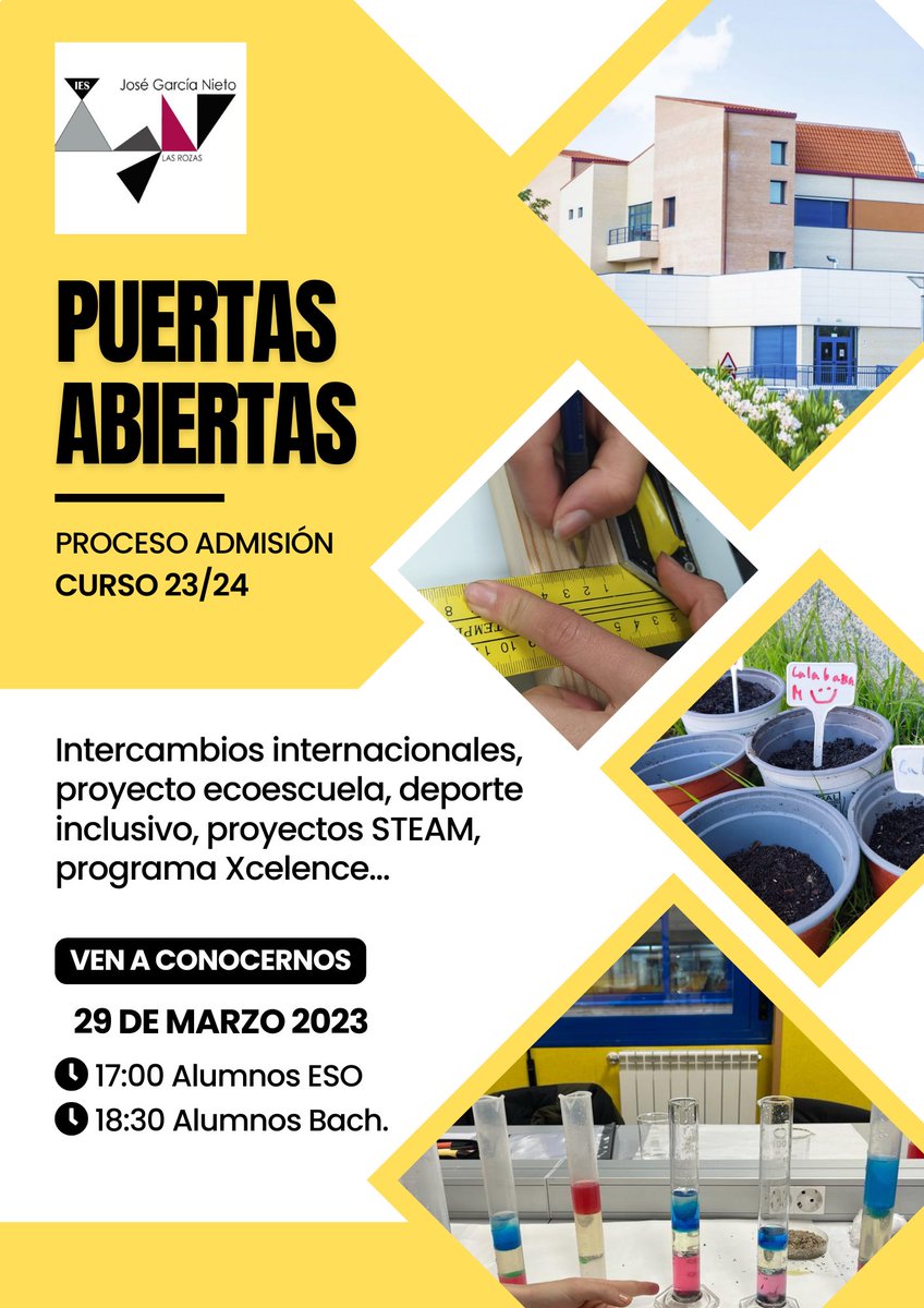 29 de marzo 2023, Jornada de puertas abiertas en el IES José García Nieto (Las Rozas)
👇👇👇