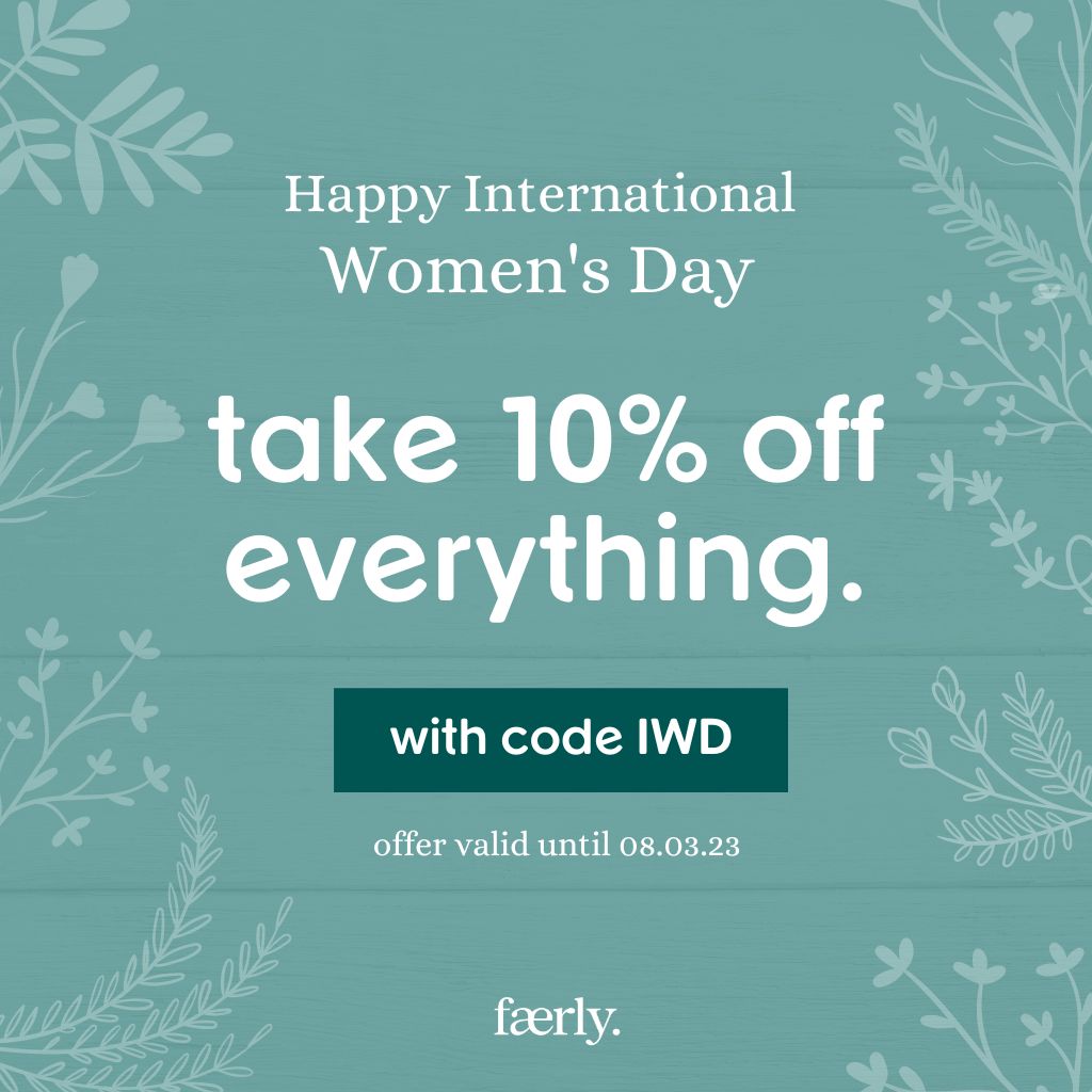 To celebrate #IWD23 take 10% off everything with the code 'IWD' but hurry, offer ends midnight tonight! ⏰

👉 faerly.ie

#awenamna #iwd #internationalwomensday #irishmakers #womeninbusiness #InternationalWomensDay #thisisfaerly #ireland