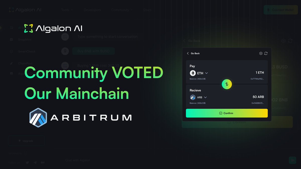 AlgalonAI's tweet image. Grateful for all the votes and feedback from our community! We hear you loud and clear, and after careful consideration, Algalon AI has selected @arbitrum as our mainchain. Excited to continue building and growing together.