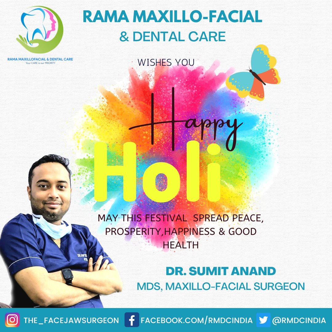 Wishing everyone a very Happy Holi 2023
#holi #maxillofacialsurgeon #maxillofacial #maxillofacialsurgery #oralhealth #dentalcare #dentalclinic #dentists  #health