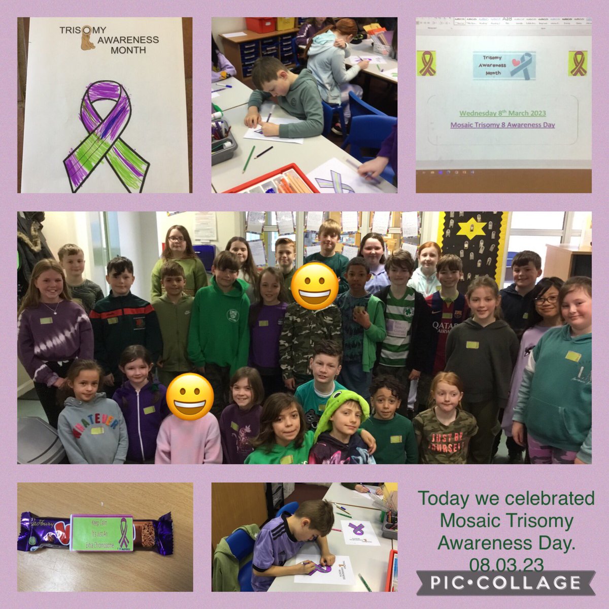 Thank you to our families for supporting mosaic trisomy 8 awareness day in school. A wonderful day to celebrate our unique and beautiful children in school along with their special talents and gifts from God #TrisomyAwarenessMonth