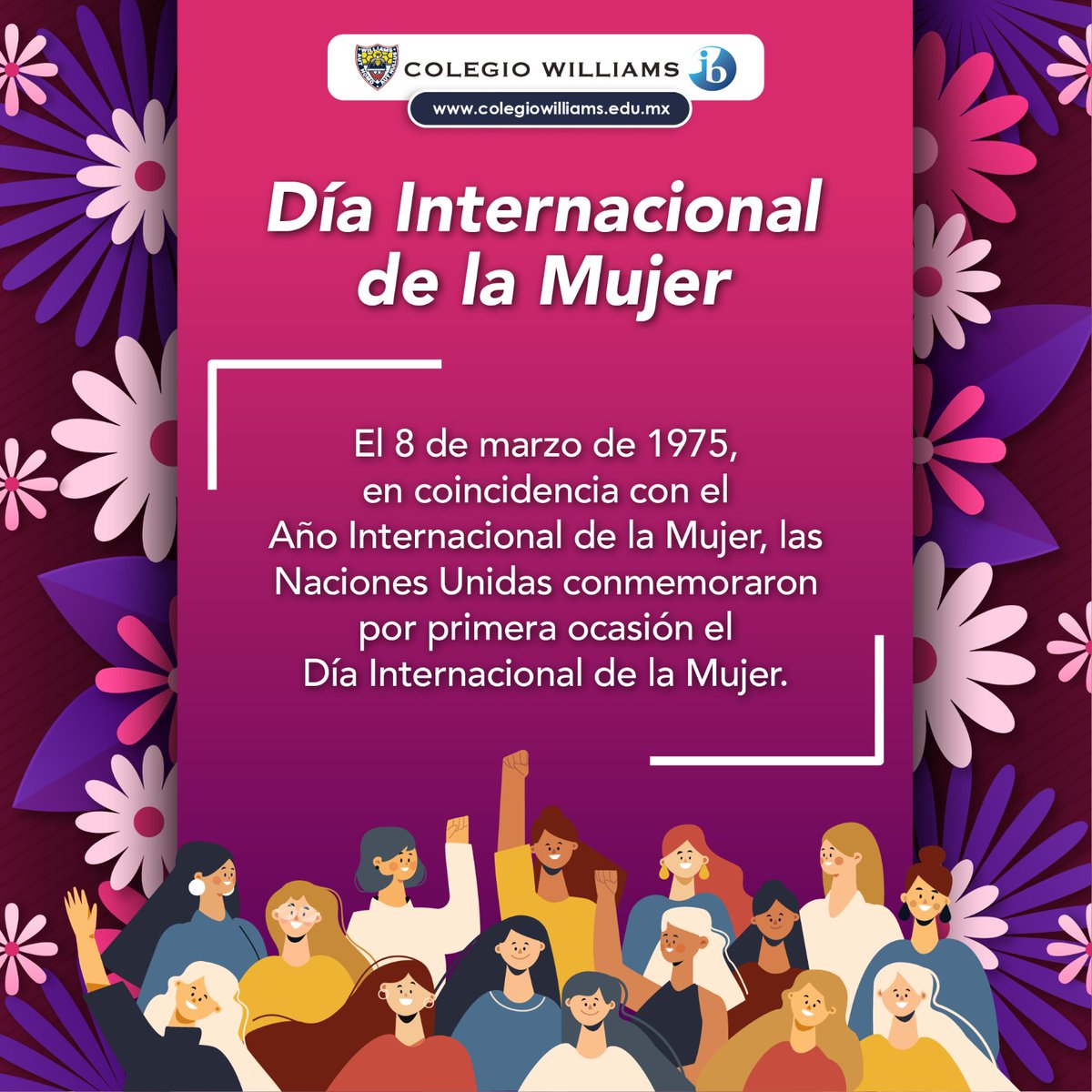 colegiowilliams's tweet photo. Un día de lucha por la igualdad de género y el empoderamiento de las mujeres y niñas.
#8DeMarzo #DiaInternacionalDeLasMujeres #8M2023 #InternationalWomensDay https://t.co/Dtaji7Hy6e