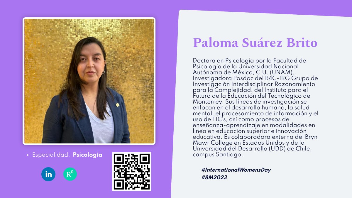 PhDchatting's tweet photo. Hoy, en conmemoración del #DíaInternacionalDeLaMujer, #PhDchatting se enorgullece en compartir los perfiles de 8 mujeres científicas destacadas en México #WomenInScience #InternationalWomensDay #8M2023 #PalomaSuarezBrito 6/8 https://t.co/3c46qTMU7F