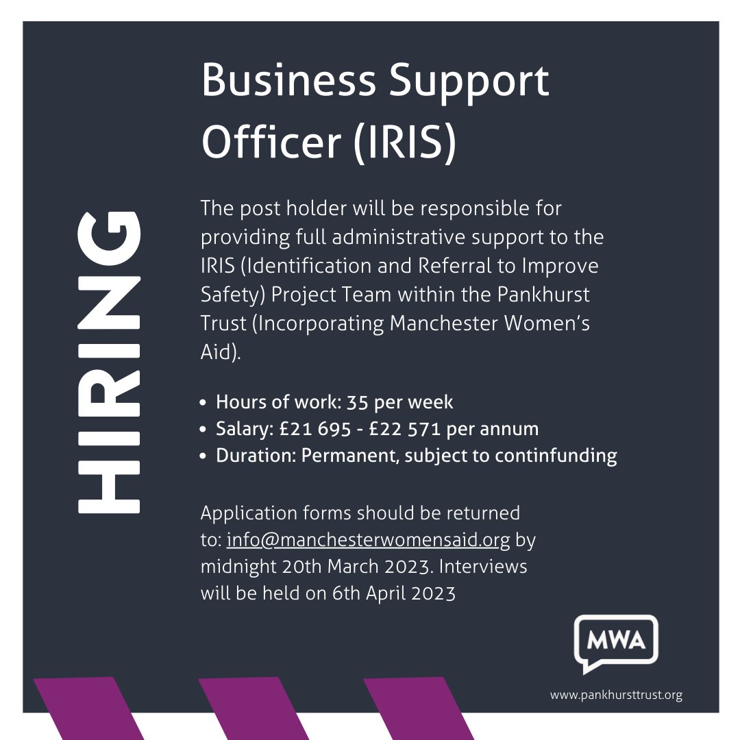 MancWomensAid's tweet photo. 📣 Closing soon!

Join our team as a Business Support Officer, the perfect opportunity to get your foot in the door of a thriving women's organisation. 

To apply visit: https://t.co/tHxAC0hEom

#charityjobs #nonprofitjobs #feministjobs #VAWGJobs #JobsManchester #hiring #DAJobs https://t.co/qbDcVzCRNp