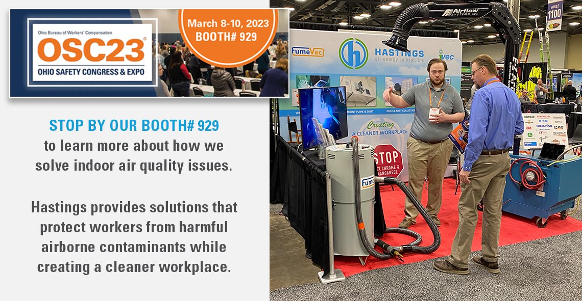 HASTINGSAir's tweet image. Hastings is attending the Ohio Safety Congress &amp;amp; Expo. Whether you need a portable unit, a ducted central system, or something in between, we’ve designed thousands of solutions that work. Visit booth# 929 to learn how we solve indoor air quality issues for various applications.