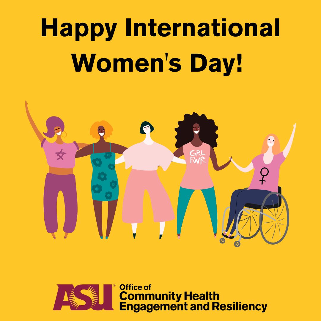 AsuOcher's tweet photo. Happy International Women's Day from ASU OCHER! 
 #women #internationalwomensday #InternationalWomenDay #asu #az #community https://t.co/dj0SgK5pRc