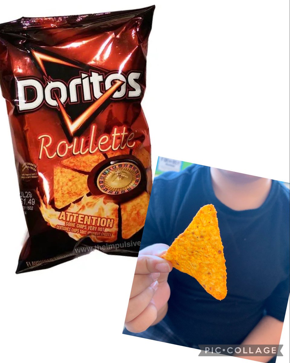 MrsHipgrave's tweet photo. Today’s #Math class had a SPICY twist! 🌶️🔥🔥 We calculated ratios & explored the theoretical probability of selecting a spicy chip, then used experimental probability to compare our results. (It was highly entertaining to watch student reactions🤭) #DoritosRoulette #ThreeActMath https://t.co/5rRjHXr9J4