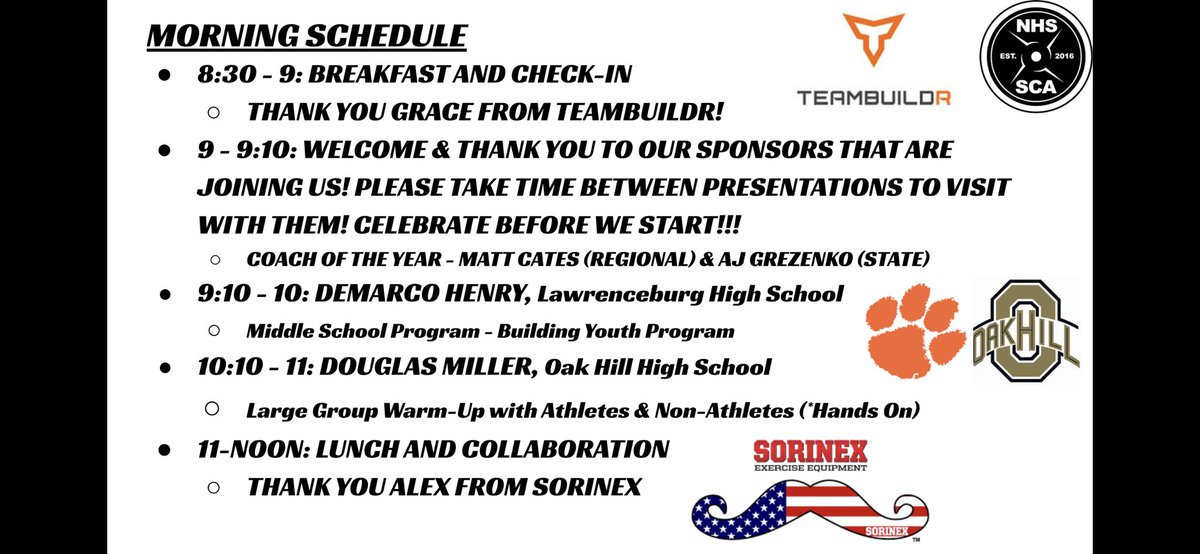 CoachPherson's tweet image. 3rd presentation of the day - Our Guy @LetTwoSix - Showing us APRE for Squat &amp;amp; Bench (after filling up on @ChipotleTweets provided by @Sorinex ) AND YES it’s a hands on session - so eat light &amp;amp; Squat Heavy … or EAT BIG &amp;amp; watch my interns be the demo 🤷‍♂️ 

nhssca.us/event/in-state…